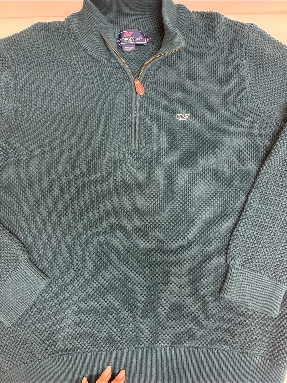 Vineyard Vines Men's Teal Half-Zip Sweater